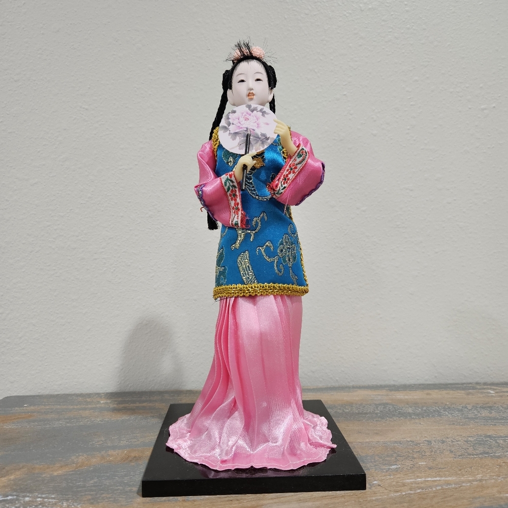 Qing Dynasty Chinese Doll 11" Pink and Teal Garment